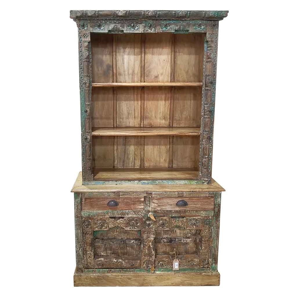 Libreria in legno artigianale marrone 112x43x205h