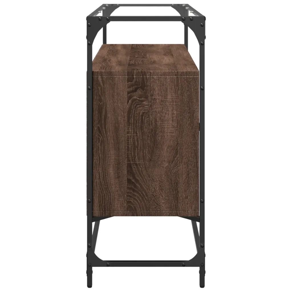 Credenza | Madia | Buffet da pranzo | Armadio da pranzo Piano Vetro Rovere Marrone 98x35x81 Legno Multistrato