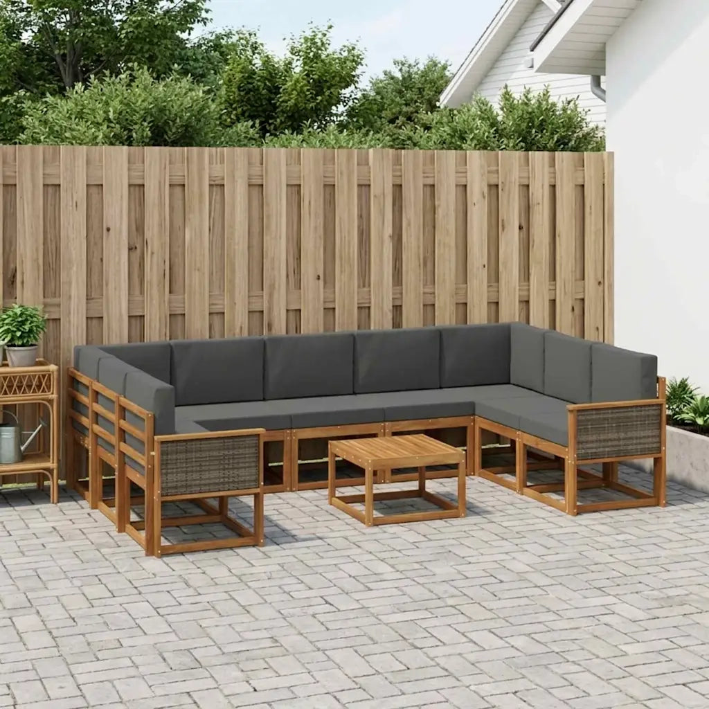 Set di divani da esterno 10 pcs Naturale e Antracite 3385548