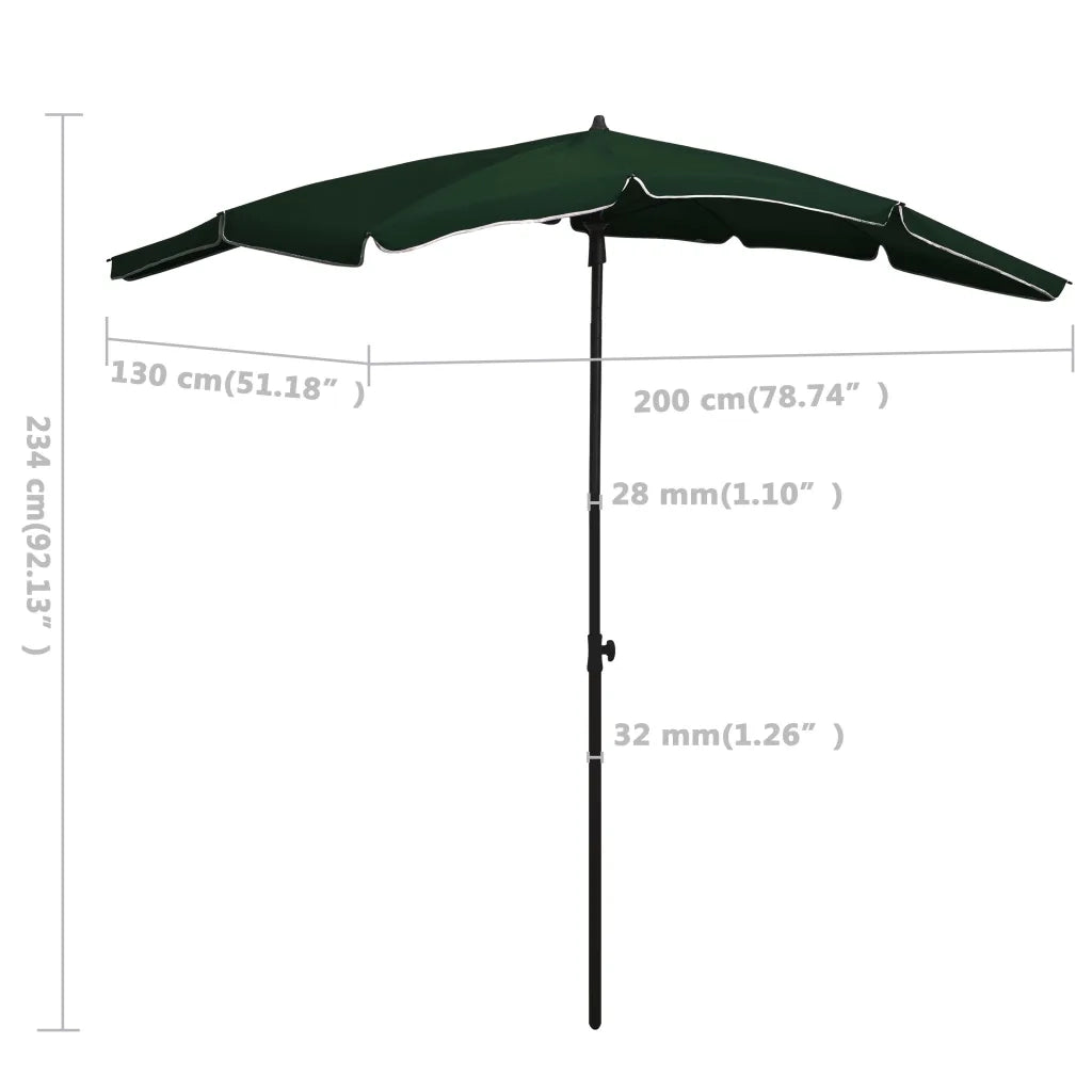 Ombrello | Parasolne da Giardino con Palo 200x130 cm Verde