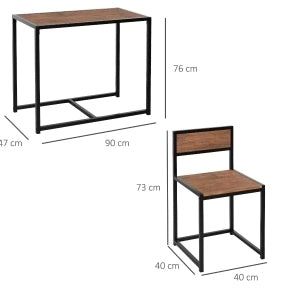 Set da pranzo con tavolo e 2 sedie 90x47x76 cm; compatto; MDF; naturale
