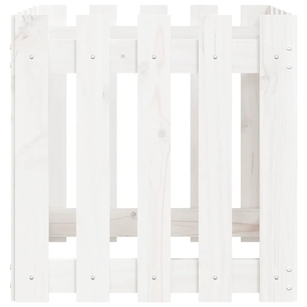 Fioriera Giardino a Recinzione Bianco 50x50x50 cm Massello Pino 832453