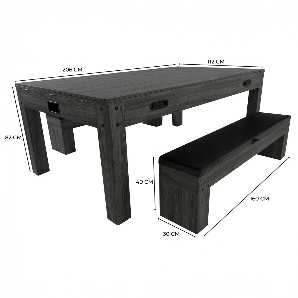 Tavolo Multi Gioco 7-in-1 7ft (213 cm) Grigio con 2 Panche Contenitore