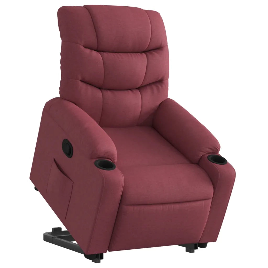 Poltrona | Sedia Relax Alzapersona Reclinabile Rosso Vino in Tessuto