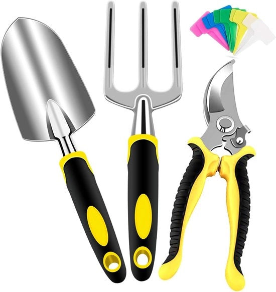 Set di attrezzature per giardinaggio - 3 pezzi - comprensivo di cesoie per giardino e badile