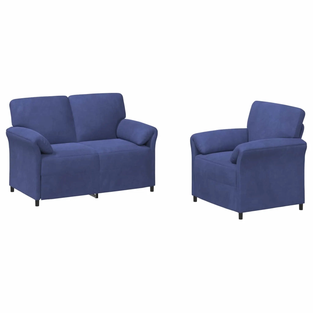 Set di divani 2 pz Blu Polizia Velluto 3424897