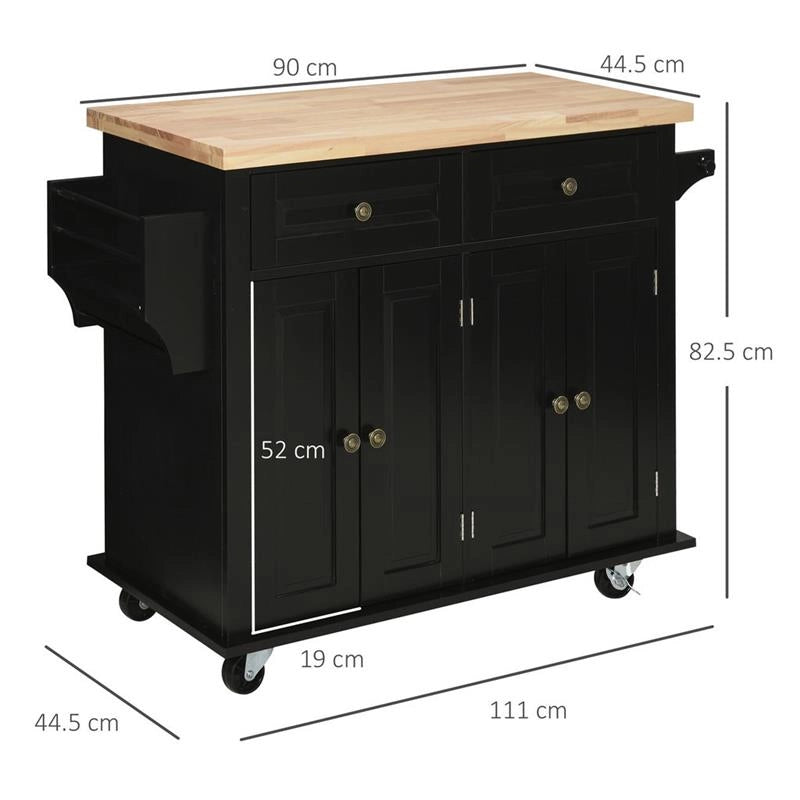 CARRELLO DA CUCINA PORTAVIVANDE CON CASSETTI ARMADIETTI E PORTASPEZIE NERO