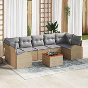 Set Divano da Giardino 8 pcs Beige e Grigio Chiaro polyrattan