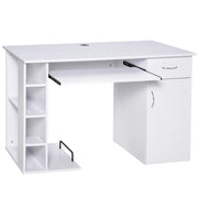Scrivania PC Ergonomica con Cassetto e Mensole ¨C Zephmum ¨C Bianco 120x60x74 cm