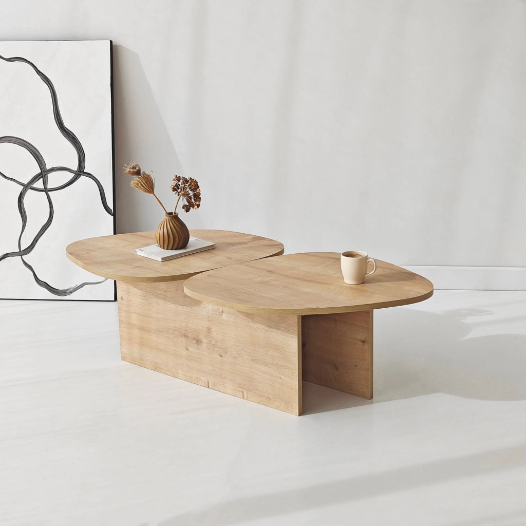 Tavolino in legno "Stones" 125 x 60 x 38 cm - Rovere zaffiro