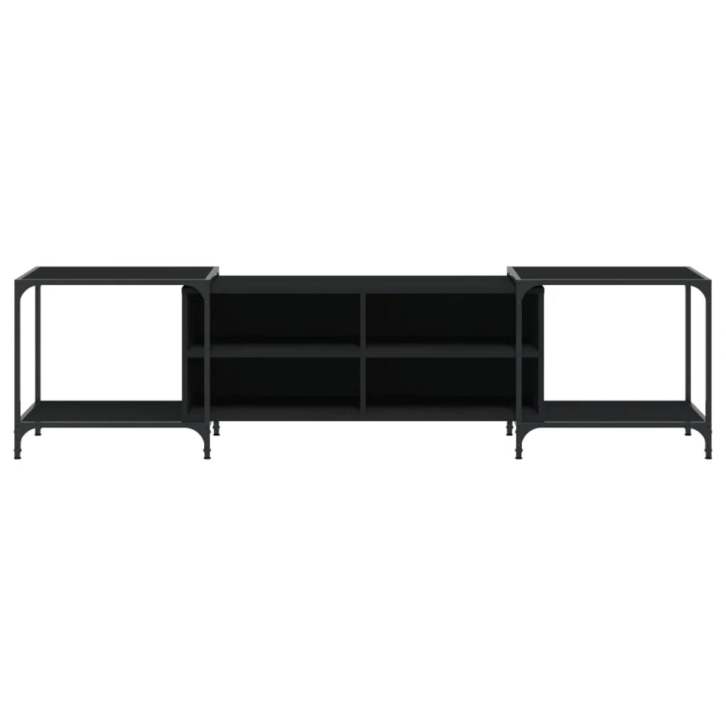 Mobile TV multimediale mensola TV credenza TV sala da pranzo soggiorno camera da letto 203 x 37 x 50 cm legno ingegnerizzato nero 02_0026111