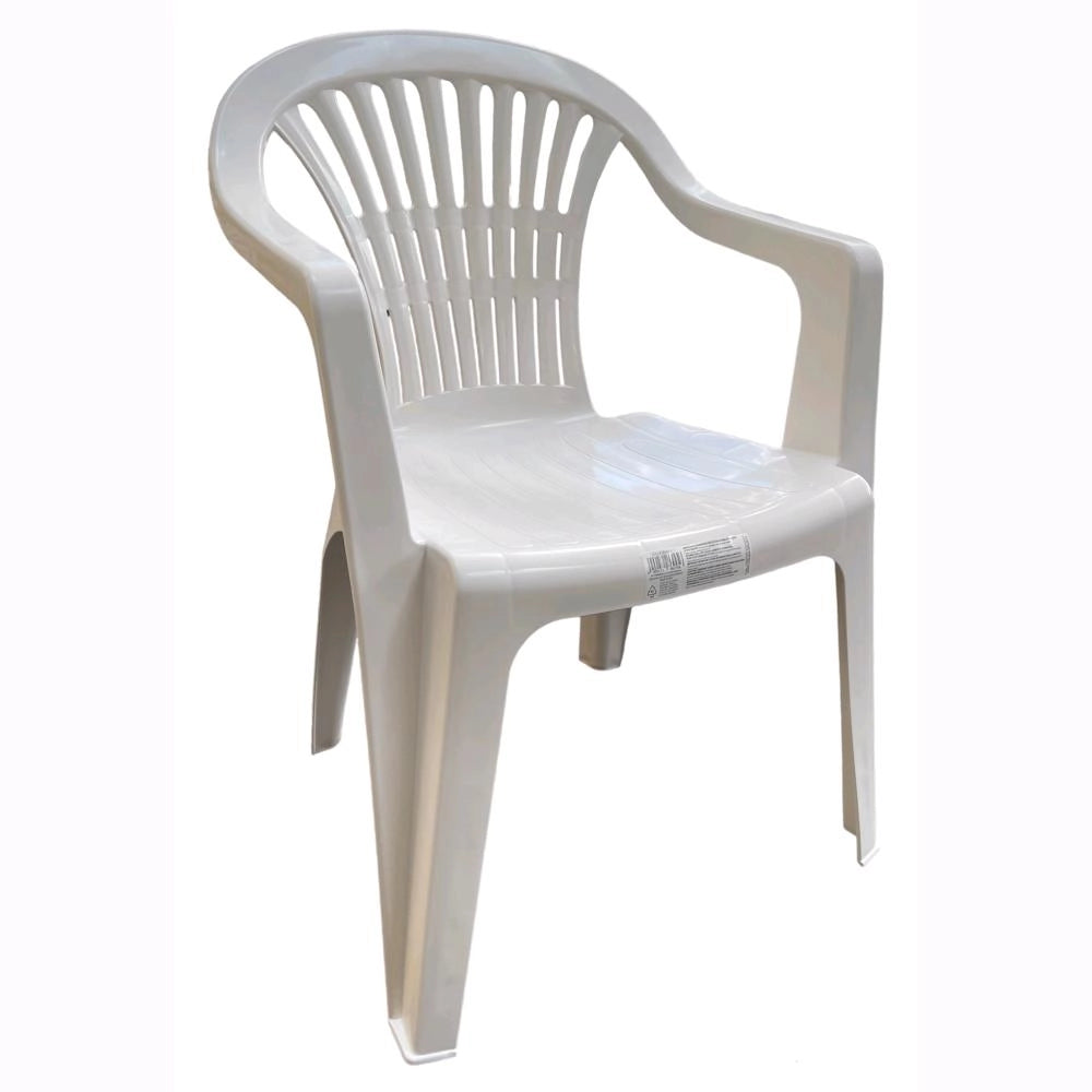 Set 4 Sedie impilabili + Tavolo in Polipropilene da Giardino Colore Bianco Mod. Nizza