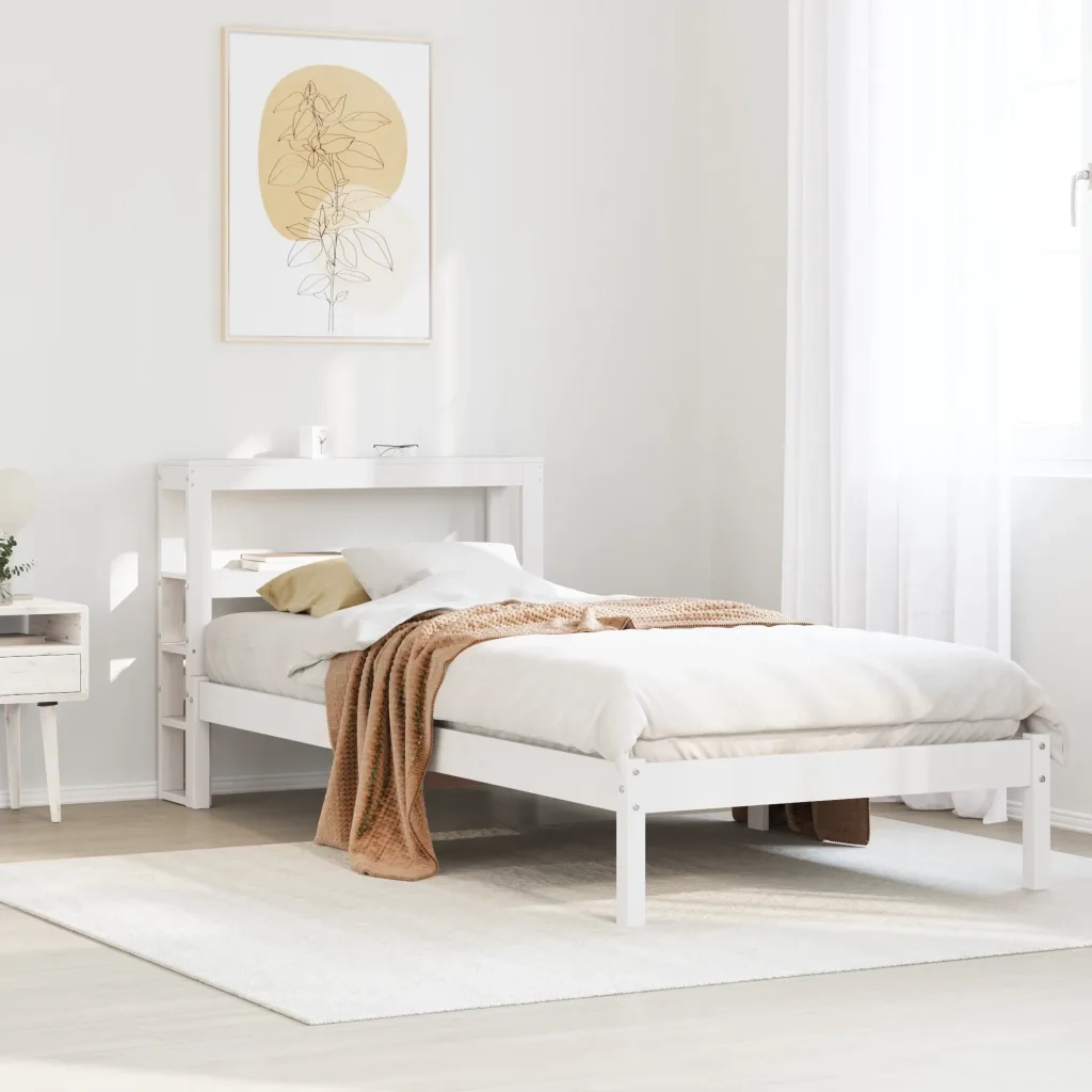 Letto senza Materasso Bianco 90x190 cm in Legno Massello Pino 3305709