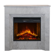 Camino elettrico caminetto da terra BELLINI in legno effetto Marmo Bianco Made in Italy L96 x P35 x H96