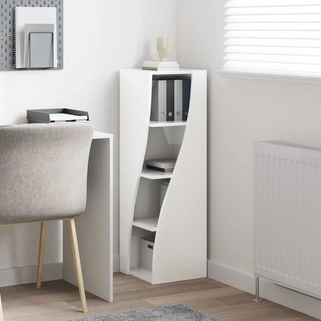 Mobile angolare Bianco Lucido 32x32x102cm Legno multistrato 889859