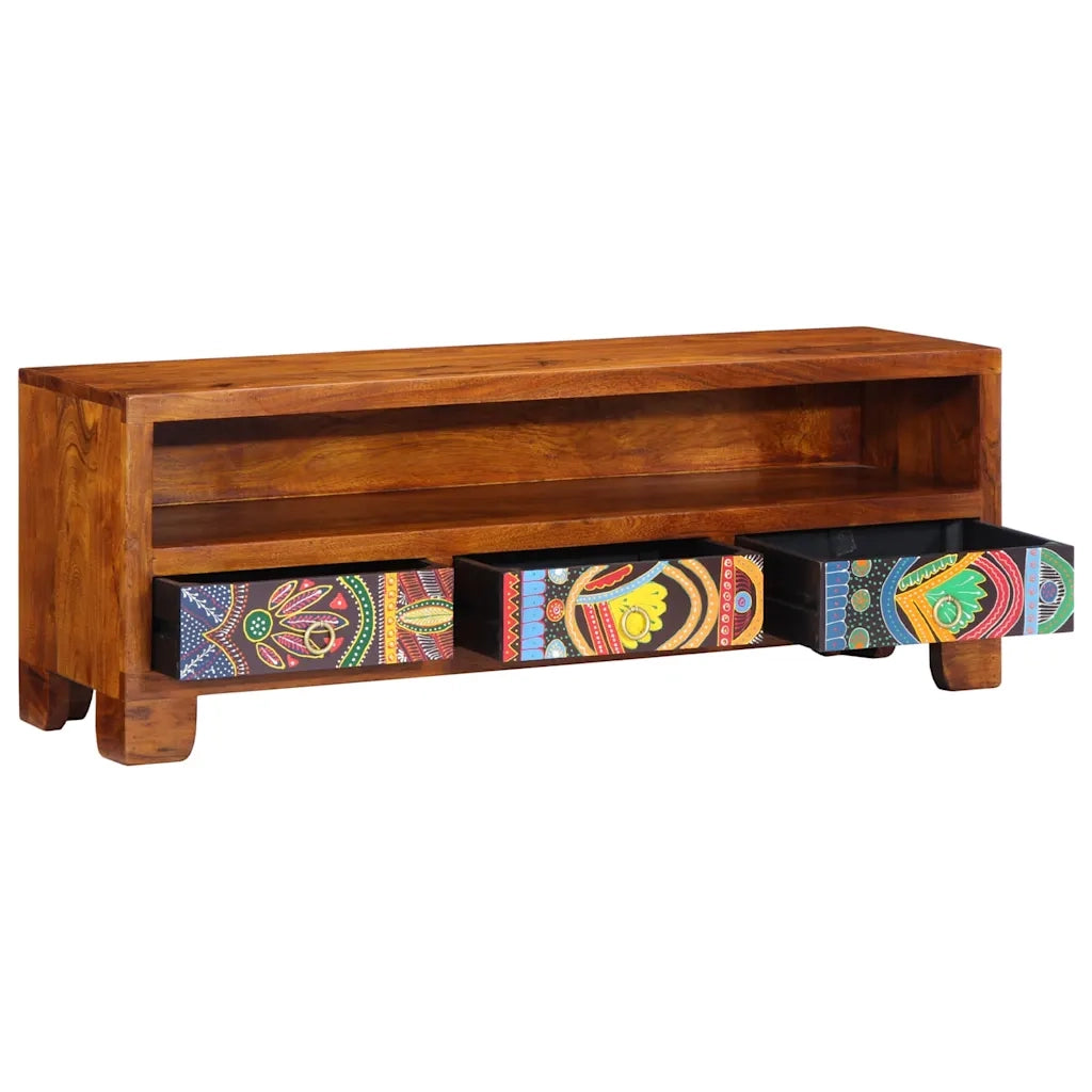 Mobile Porta TV Multicolore 110x30x40 Legno Massello di Acacia 4016502