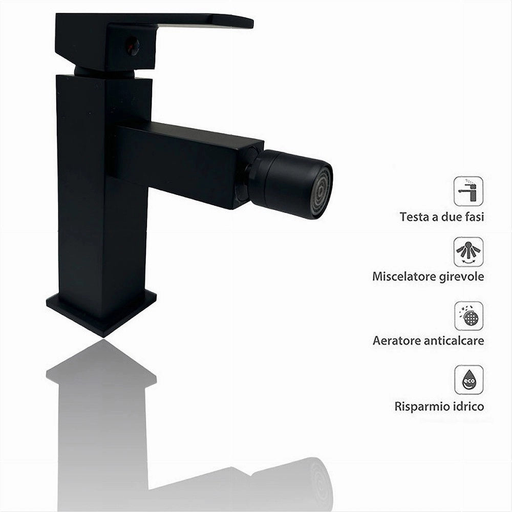 Trade Shop - Rubinetto Per Bagno Ultra Moderno Miscelatore Orientabile Bidet Nero Opaco 87208 -