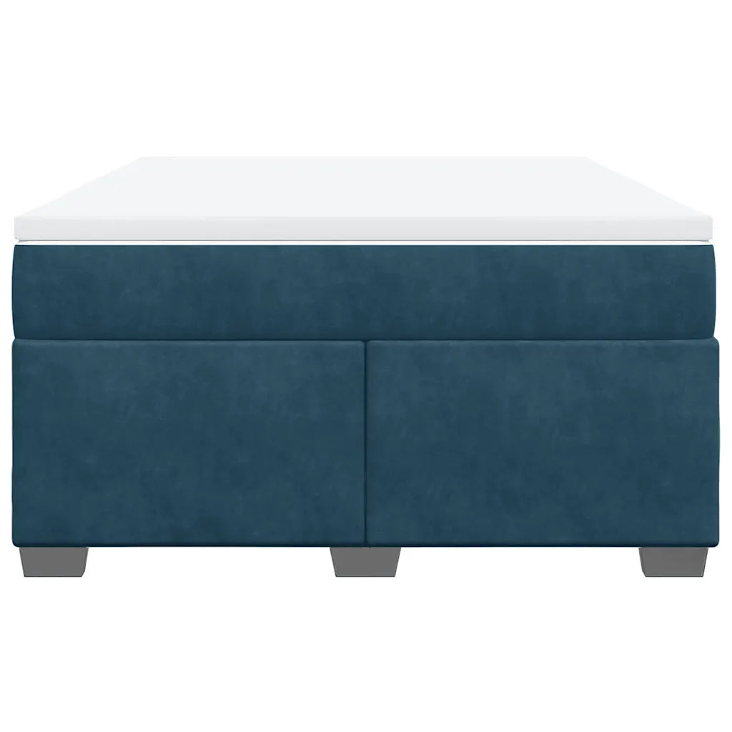 Giroletto a Molle con Materasso Blu Scuro 160x200 cm in Velluto