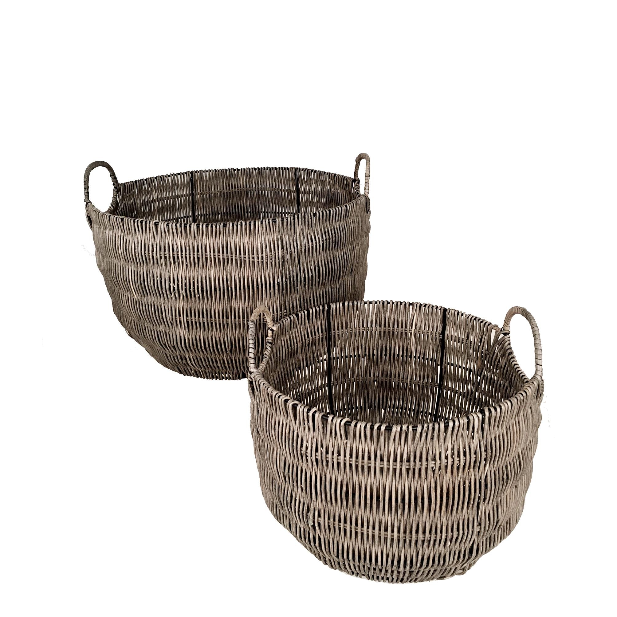 Set 2 Cesti in Materiale Rattan Willow con Manici H 30 cm
