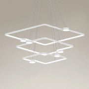 Trade Shop - Lampadario A Sospensione Led 112w 3 Quadrati Con Telecomando Design Moderno Bianco 71224 -