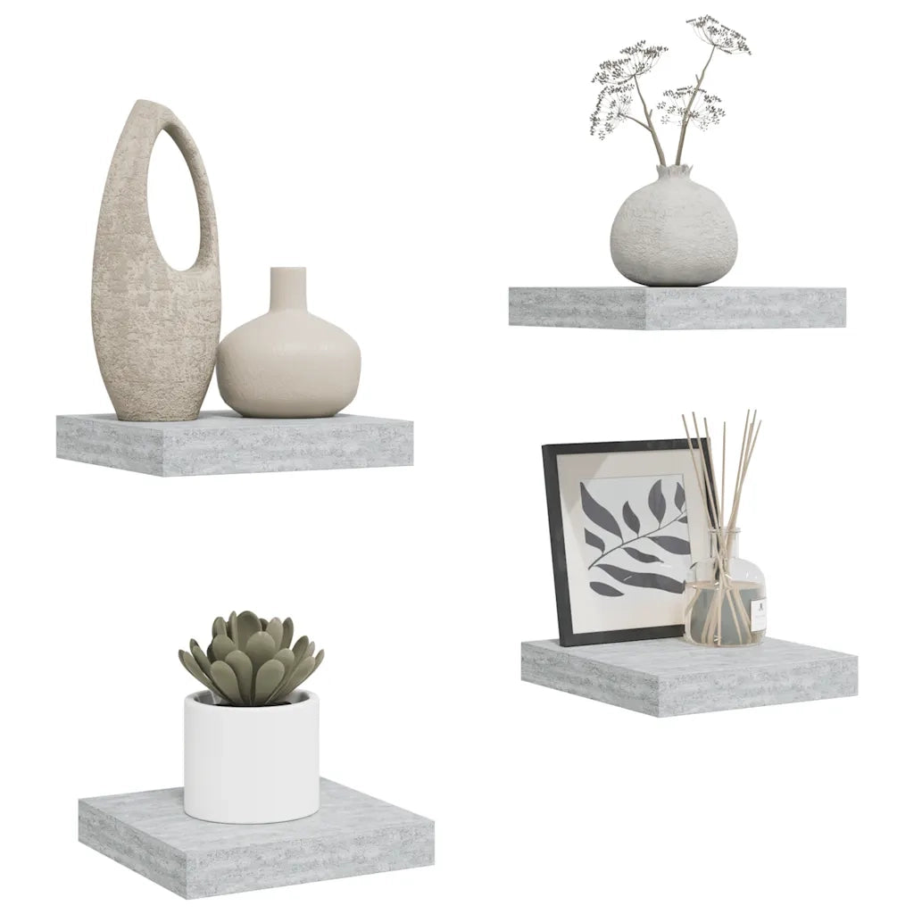 Scaffali a Parete 4 pz Grigio Cemento 23x23,5x3,8 cm in MDF 326590