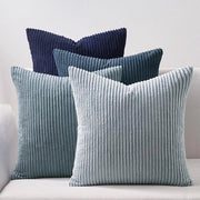 Set di 4 cuscini in corduroy 60x60 cm blu decorativo per divano, camera da letto, soggiorno e balcone.