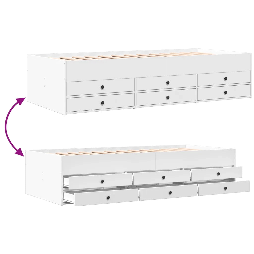 Divano Letto con Cassetti senza Materasso-Sofa Letto-Daybed Bianco 90x190 cm 913437