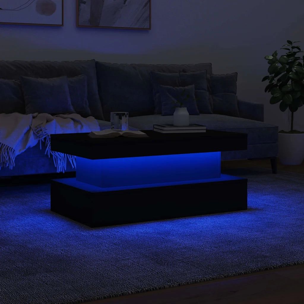 Tavolino da salotto | Tavolino da caff¨¨ | Tavolino da Soggiorno con Luci LED Nero 90x50x40 cm