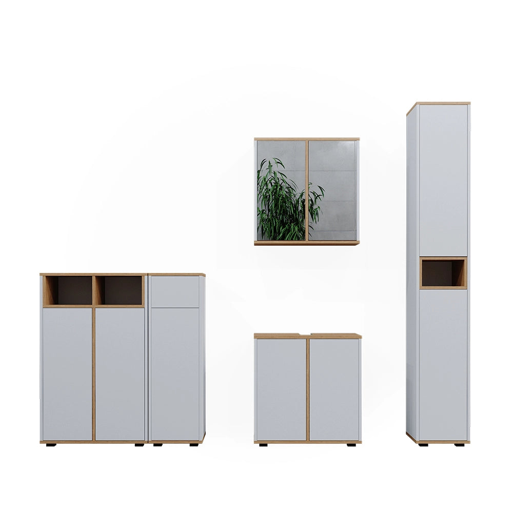 Vicco Set mobili bagno Bianco/Artisan 5 parti
