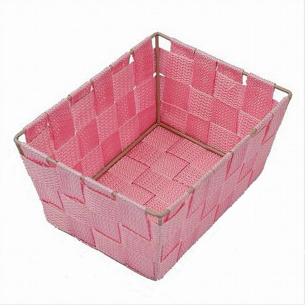 Trade Shop - Portaoggetti Organizer Multiuso Bagno Camera Cucina Tessuto Rosa 19x14x9cm 79011 -