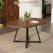 Tavolo allungabile 100/140x100 cm in MDF colore noce, piano spesso 3 cm, struttura in metallo, per 4-6 persone