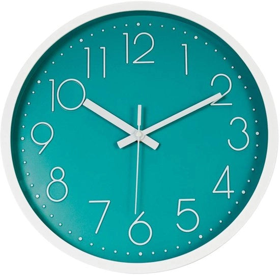Orologio da Parete Decorativo Silenzioso 12" senza Ticchettio per Salotto, Camera da Letto e Cucina - Verde