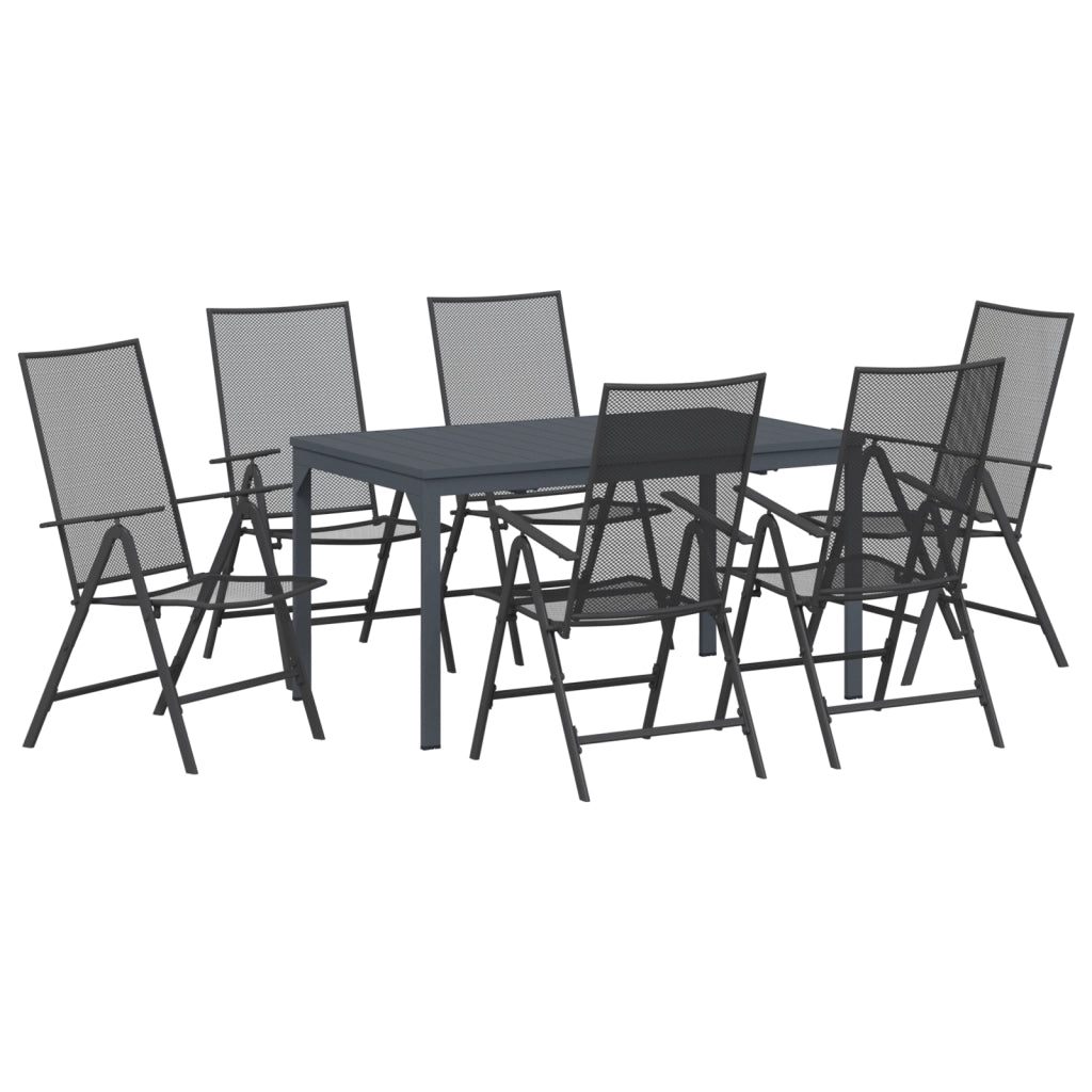 Set pranzo giardino 7 pezzi in acciaio antracite
