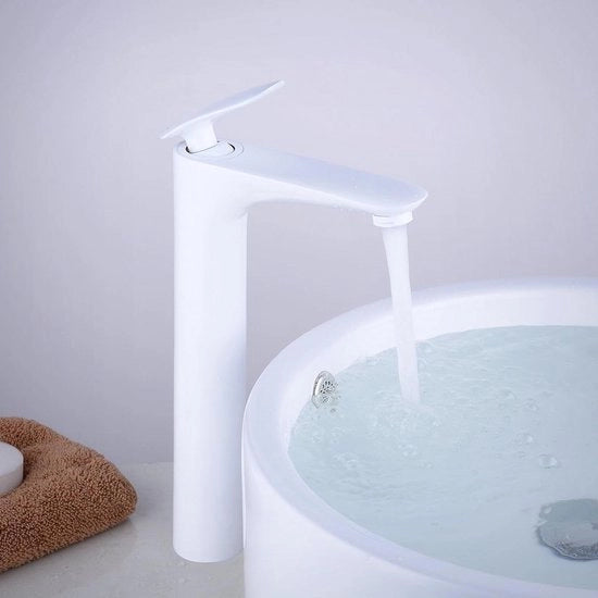 Wastafelkraan per bagno a maniglia alta - Argento bianco - Design moderno