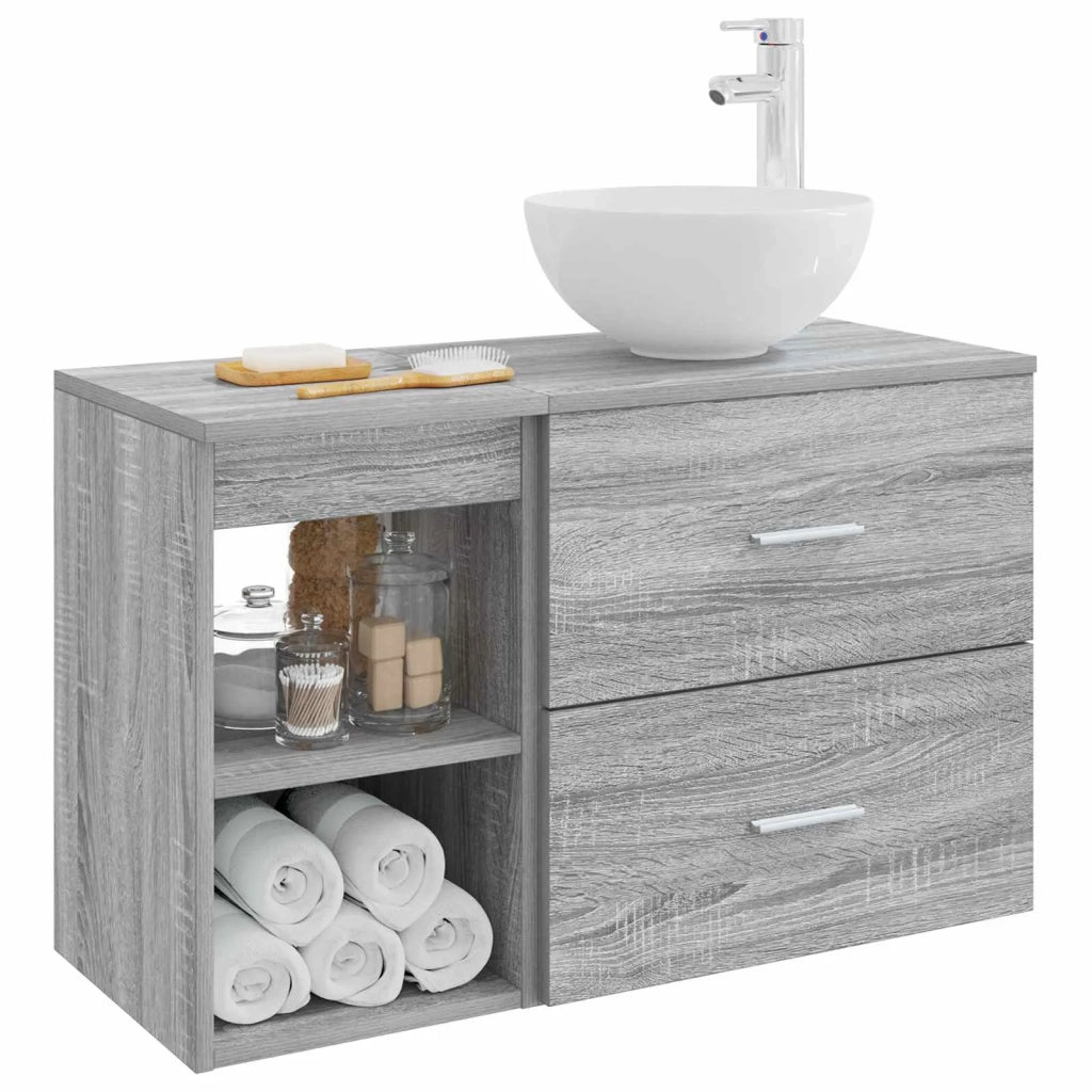 Set di mobili per il bagno 2 pcs Sonoma grigio 3403869