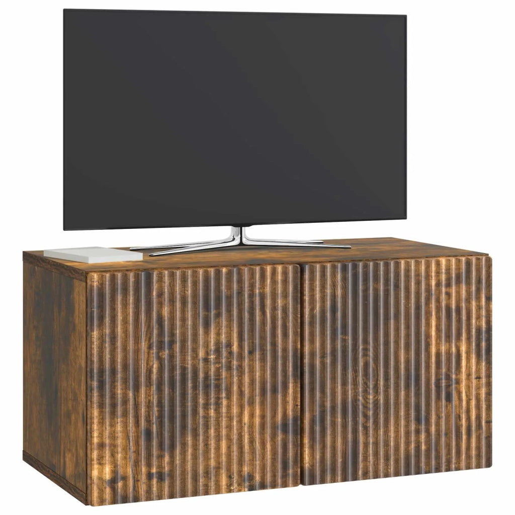 Mobile TV da Muro | Armadietto TV | Mobile Porta TV Rovere Fumo 59,5 x 31 x 30 cm
