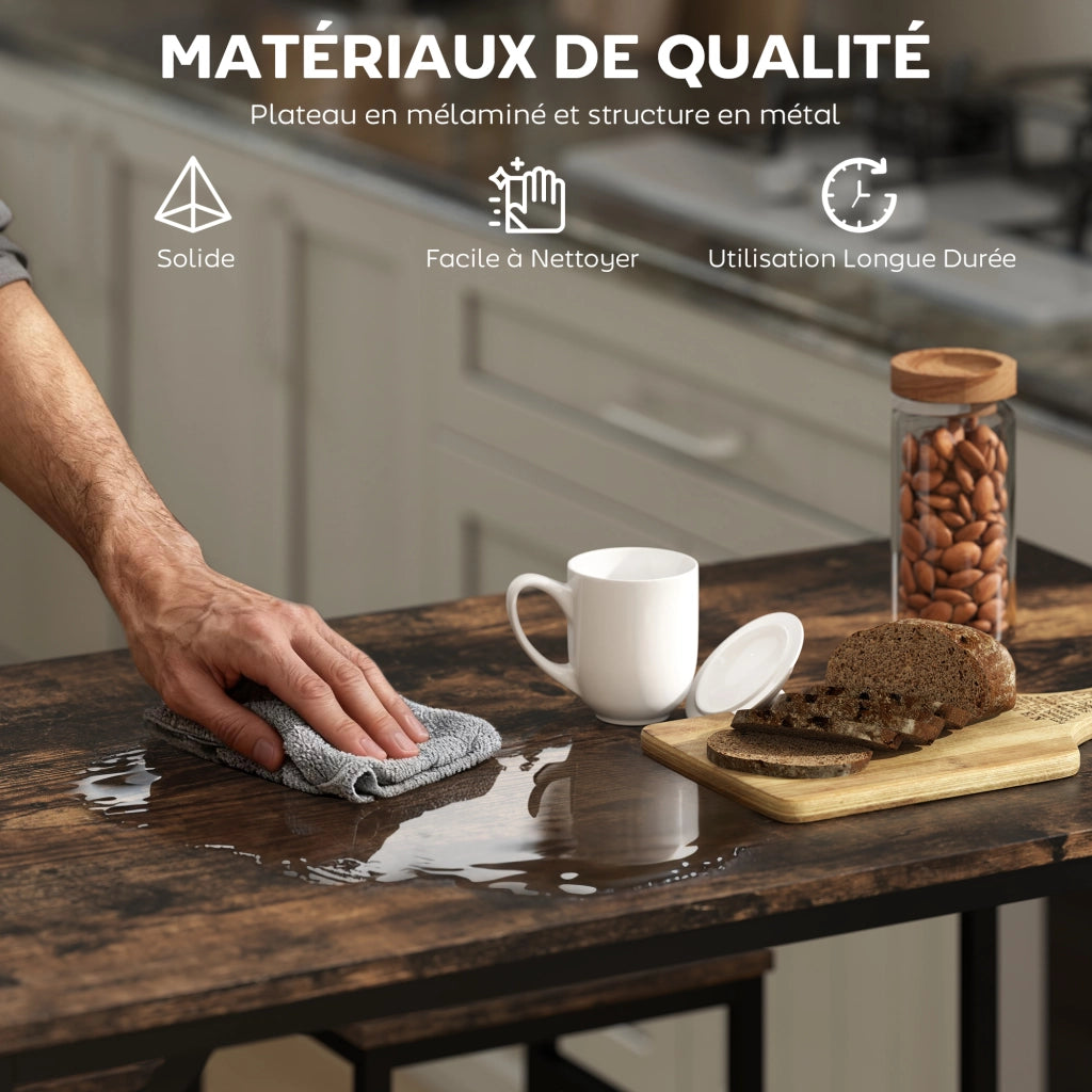 Tavolo da bar + 4 sgabelli ¨C zephmum ¨C Legno, metallo nero