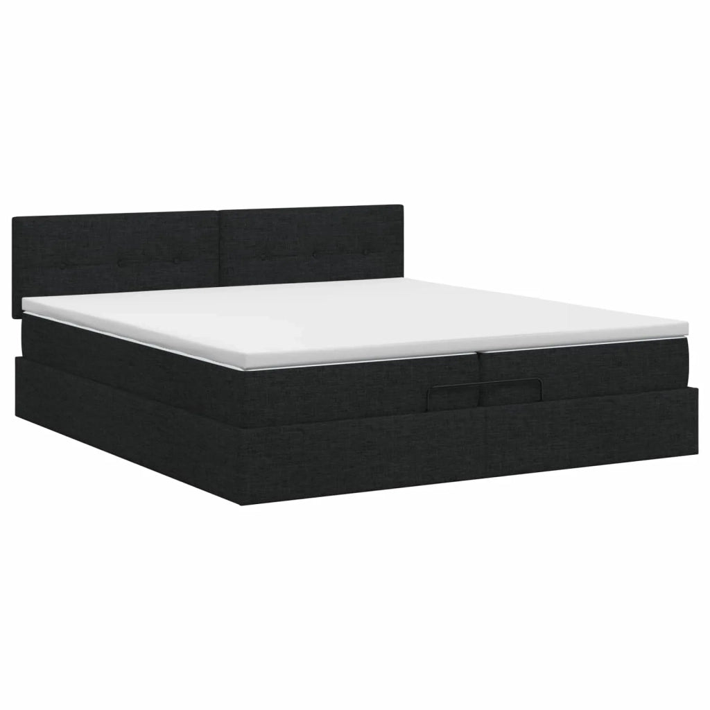 Letto ottomano con materasso Nero 200 x 200 cm Tessuto 3456353