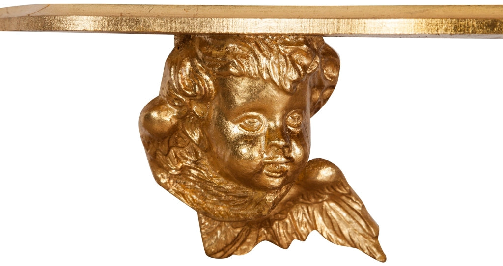 Biscottini Mensola a muro in legno finitura foglia oro anticato ANGELI Made in Italy