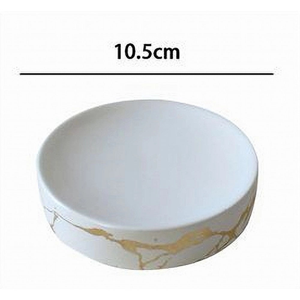 Trade Shop - Piattino Porta Sapone Saponetta Bagno Accessorio Arredo Effetto Marmo Oro 59887 -