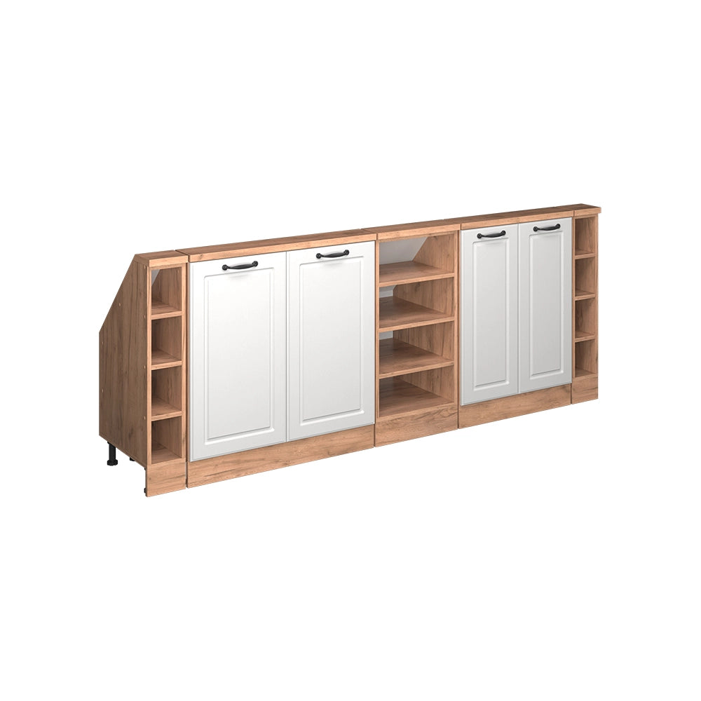 Set di mobili sottotetto Rion Bianco rustico/Rovere dorato Set di 5 Vicco