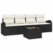 Set Divano da Giardino | Set Salotto da Giardino Nero 55 x 55 x 37 cm polyrattan
