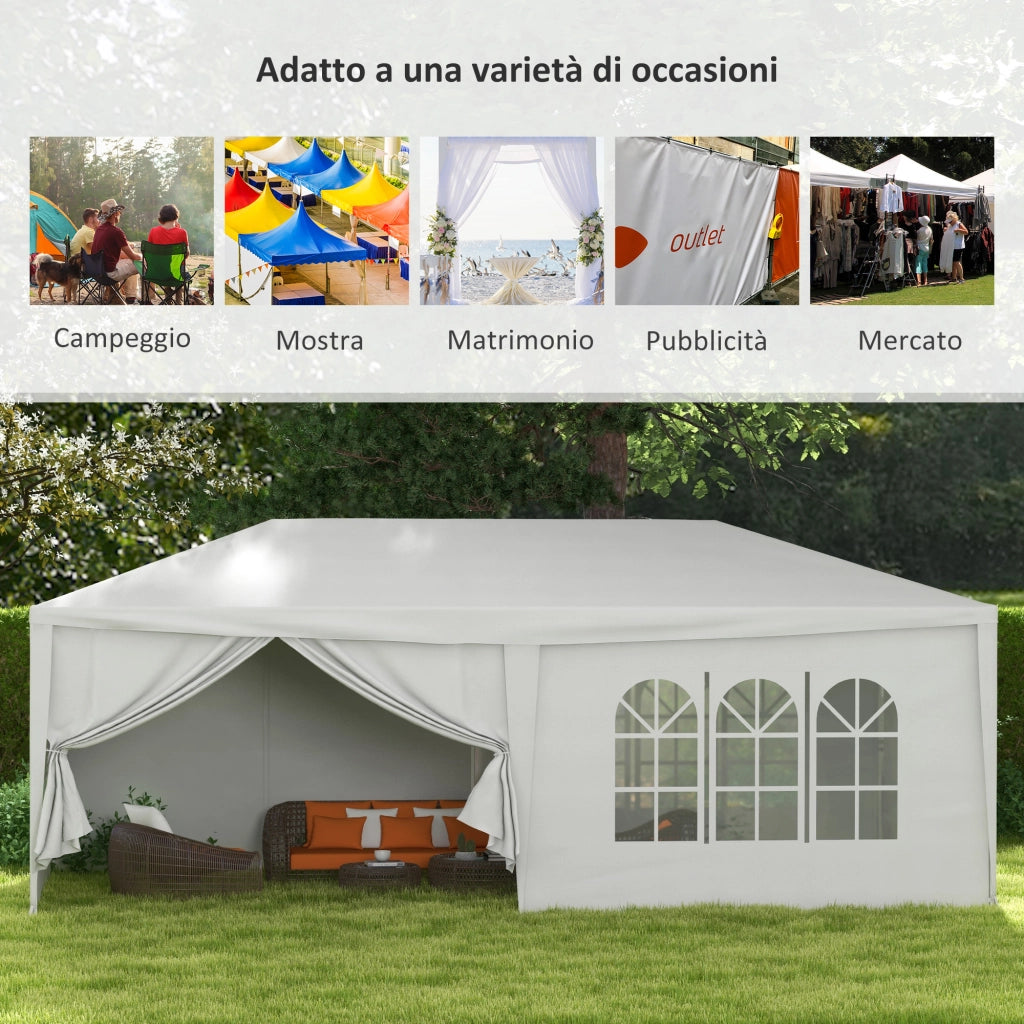 Gazebo per Feste 6x3m con Pareti ¨C zephmum ¨C Bianco