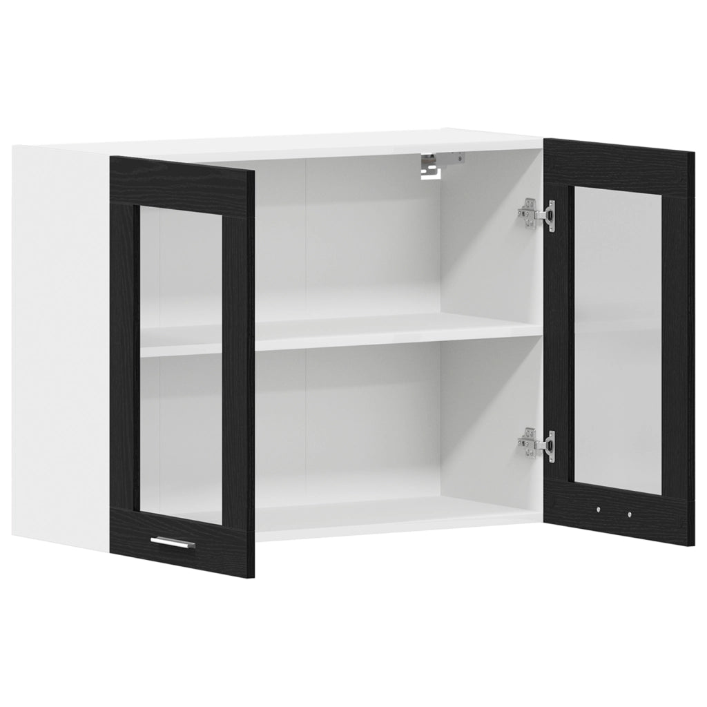 Armadio a muro in vetro nero in rovere 80x31x60 cm realizzato in legno ingegnerizzato