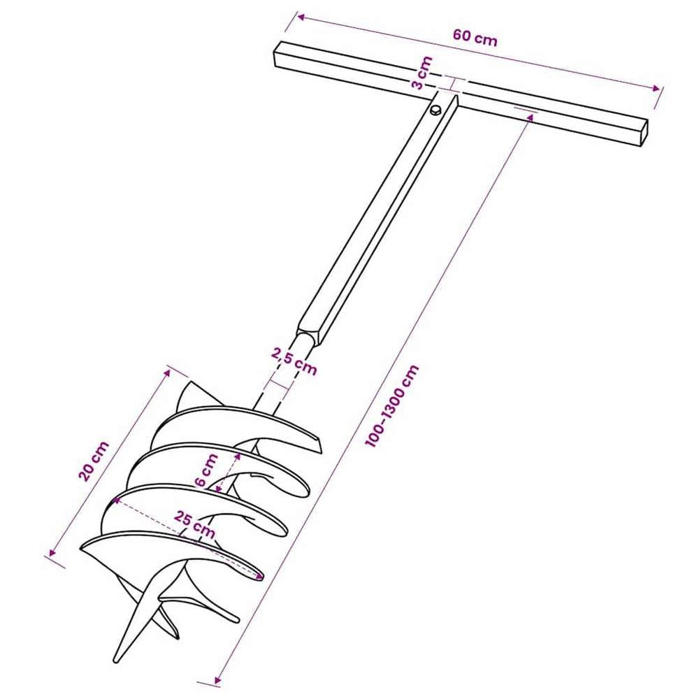 Earth Auger With Handle, 200 Mm Extension Tube, 13 M