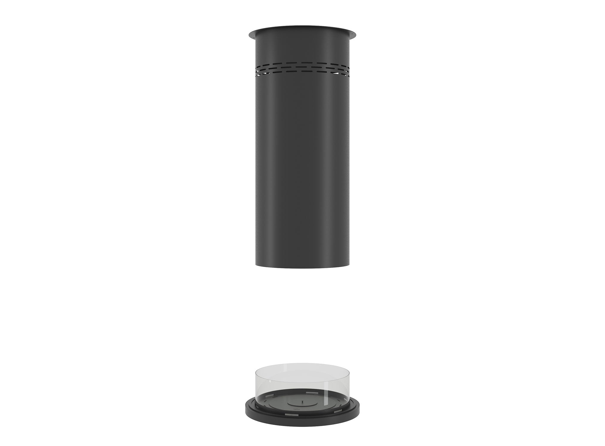 Camino a Bioetanolo da Pavimento Ø80 cm con Finta Canna Fumaria Inround Nero con Vetro