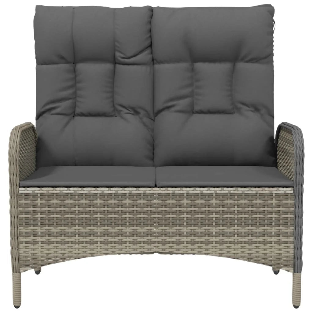 Panca da giardino mobili da esterno per patio panca reclinabile da terrazza con cuscini 107 cm polyrattan grigio 02_0011735