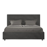 Letto imbottito Matrimoniale francese 140x210 cm Mika - Con rete,Microfibra,Grigio