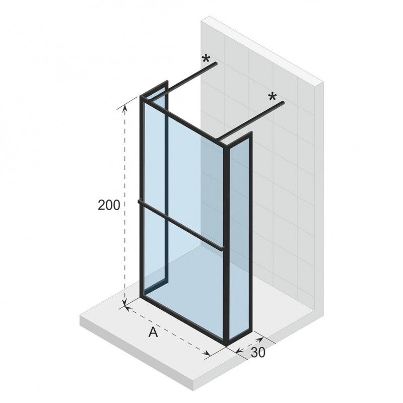 Parete doccia walk-in italiana LUCID 404 RIHO 120x30x200 cm