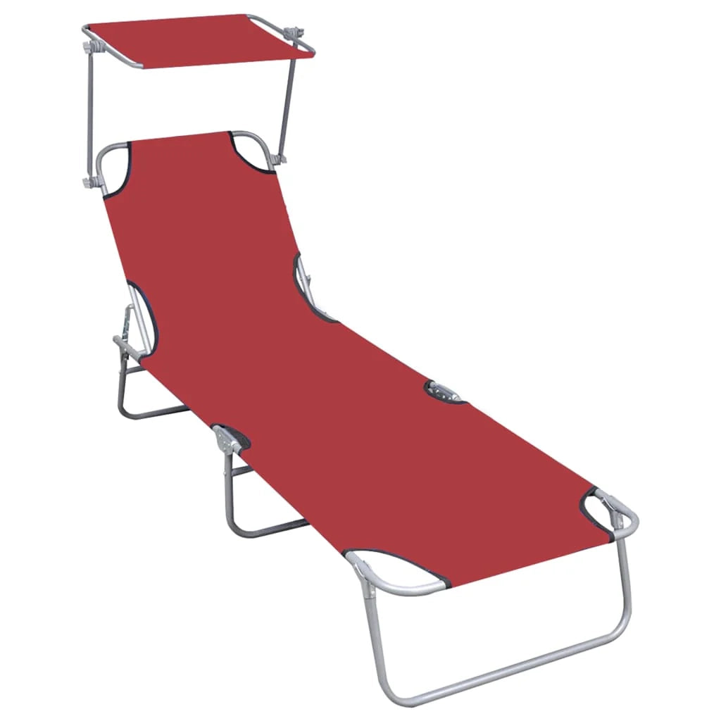 Sedia a sdraio pieghevole lettino prendisole letto da giardino mobili da giardino con baldacchino in alluminio rosso 02_0012832